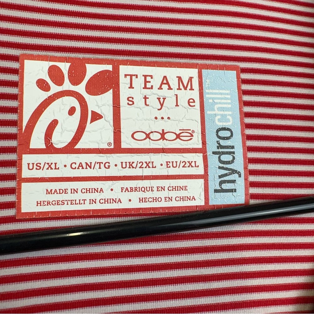 Chick Fil A Uniform Shirt Womens XL Red White Striped Stretch Hydrochill Work - Picture 10 of 12